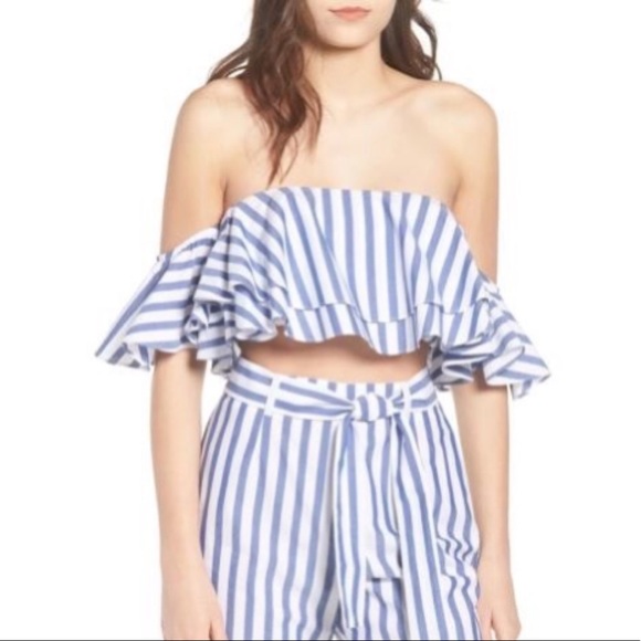 Wayf Tops - WAYF STRIPED RUFFLE CROP TOP ❤️IN STORES❤️